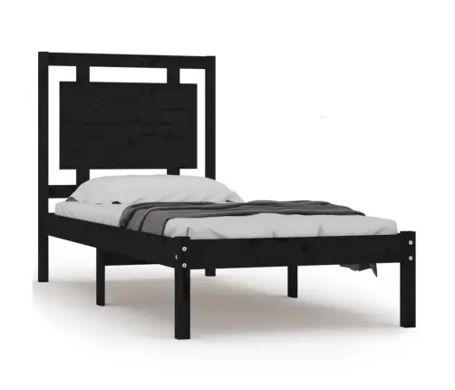 Voodiraam, Must, Täismännipuit, 75 X 190 Cm