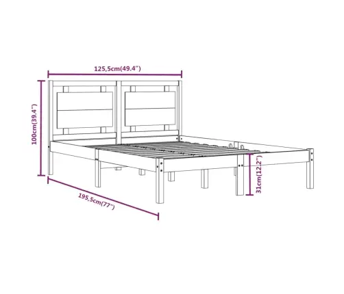 Gultas Rāmis, Masīvkoks, 120X190 Cm, Divvietīgs Vidaxl
