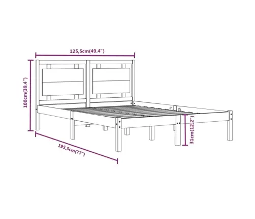 Gultas Rāmis, Balts, Masīvkoks, 120X190 Cm, Divvietīgs Vidaxl