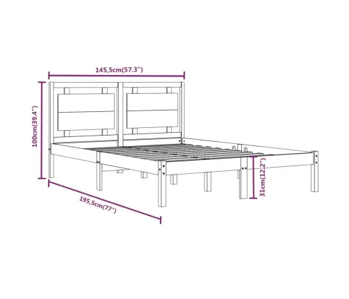 Lovos Rėmas, 140X190cm Medienos Masyvas