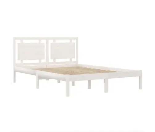 Voodiraam, Valge, Täispuit, 140 X 190 Cm