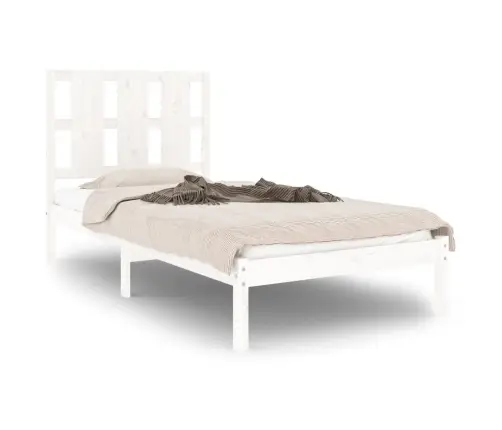 Voodiraam, Valge, Täismännipuit, 90 X 190 Cm