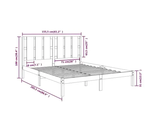 Lovos Rėmas, Baltas, 150X200cm Medienos Masyvas, Didelis