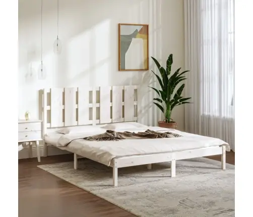 Voodiraam, Valge, Täismännipuit, 160 X 200 Cm