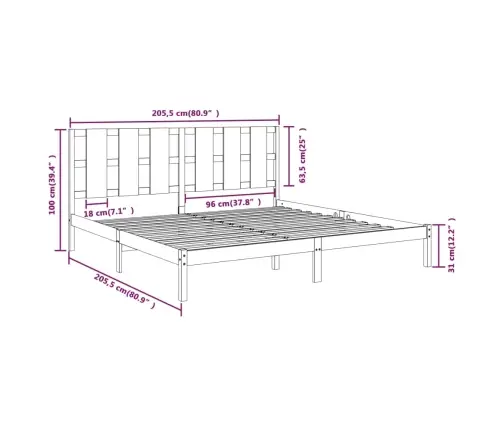 Voodiraam, Meepruun, Täismännipuit, 200 X 200 Cm
