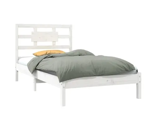 Gultas Rāmis, Balts, Masīvkoks, 90X190 Cm, Vienvietīgs Vidaxl