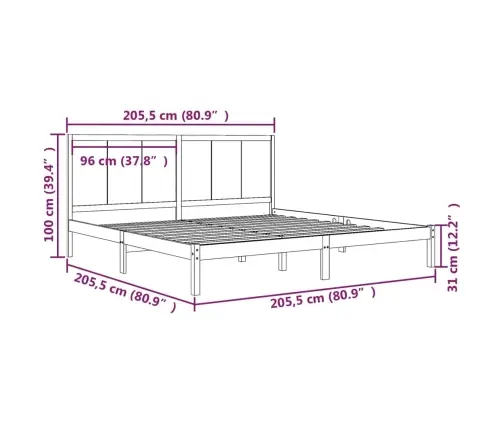 Gulta Bez Matrača, 200X200 Cm, Priedes Masīvkoks Vidaxl
