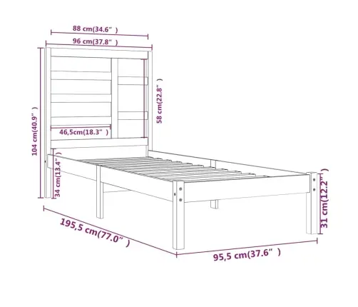 Lovos Rėmas, 90X190cm Medienos Masyvas, Vienvietis