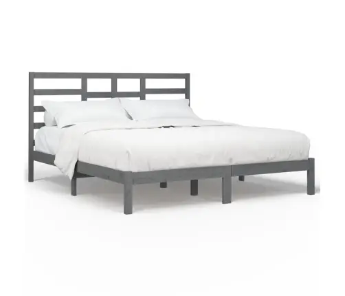 Gultas Rāmis, Pelēks, Masīvkoks, 200X200 Cm Vidaxl