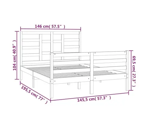 Gultas Rāmis, Masīvkoks, Balts, 140X190 Cm   Vidaxl