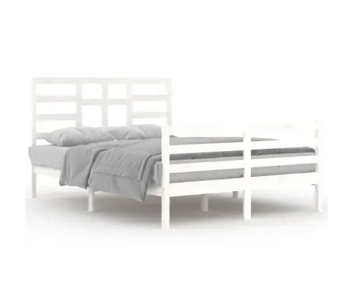 Gultas Rāmis, Balts, Masīvkoks, 140X200 Cm Vidaxl