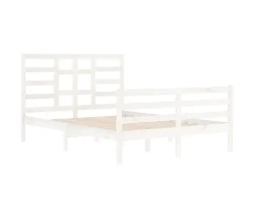 Gultas Rāmis, Balts, Masīvkoks, 140X200 Cm Vidaxl