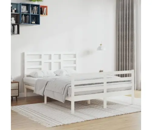 Gultas Rāmis, Balts, Masīvkoks, 140X200 Cm Vidaxl