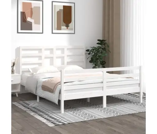 Voodiraam, Valge, Täispuit, 160 X 200 Cm