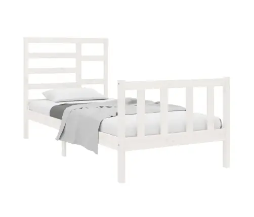 Gultas Rāmis, Balts, Masīvkoks, 90X190 Cm, Vienvietīgs Vidaxl
