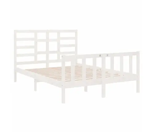 Gultas Rāmis, Balts, Masīvkoks, 140X190 Cm Vidaxl