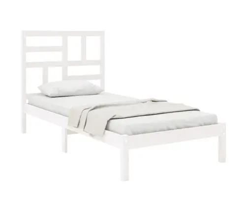 Gultas Rāmis, Balts Masīvkoks, 75X190 Cm, Mazs, Vienvietīgs Vidaxl