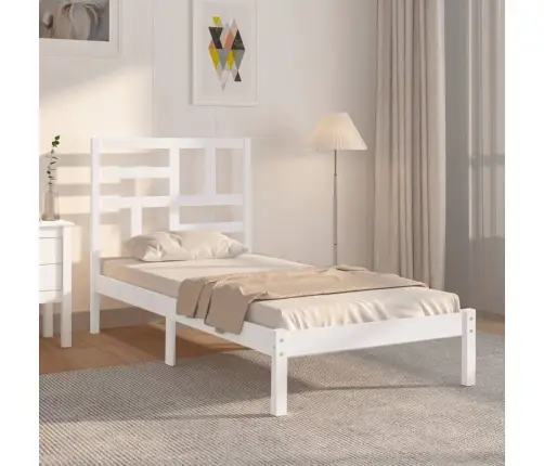 Gultas Rāmis, Balts, Masīvkoks, 90X190 Cm, Vienvietīgs Vidaxl