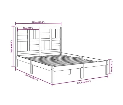 Gultas Rāmis, Balts, Masīvkoks, 120X200 Cm Vidaxl