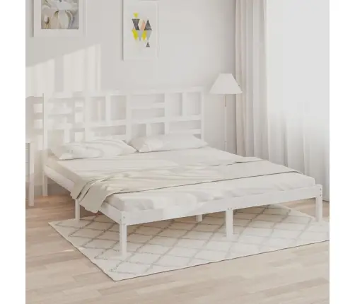 Voodiraam, Valge, Männipuit, 180 X 200 Cm