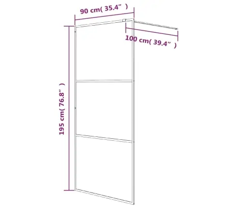 Dušas Siena, 90X195 Cm, Matēts Esg Stikls, Melna Vidaxl
