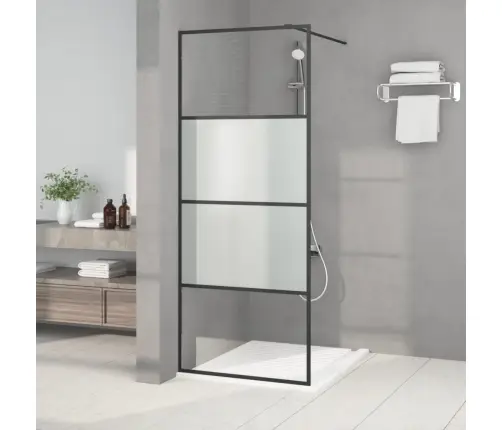 Dušo Sienelė, Juoda, 80X195cm Esg Stiklas, Pusiau Matinė