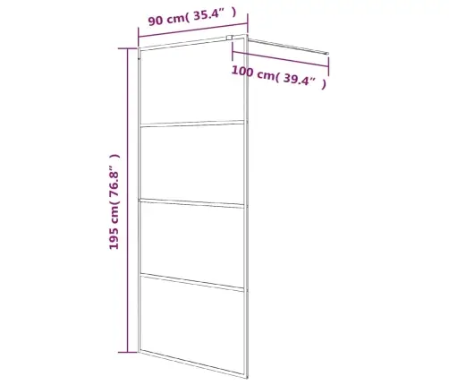 Dušas Siena, 90X195 Cm, Daļēji Matēts Esg Stikls, Melna Vidaxl