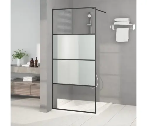 Dušas Siena, 90X195 Cm, Daļēji Matēts Esg Stikls, Melna Vidaxl