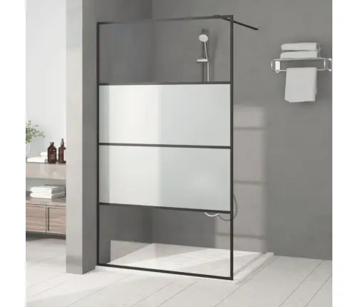 Dušas Siena, 115X195 Cm, Daļēji Matēts Esg Stikls, Melna Vidaxl