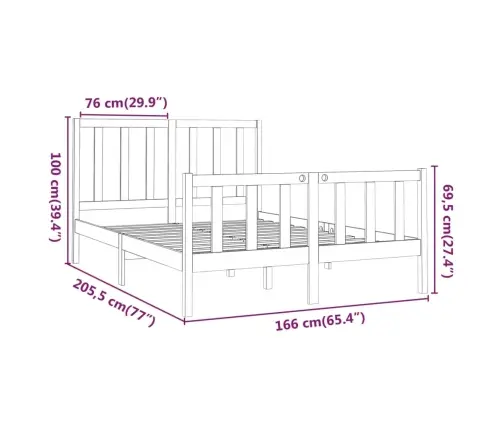 Gulta Bez Matrača, 160X200 Cm, Priedes Masīvkoks Vidaxl