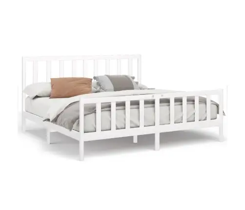 Gulta Bez Matrača, Balts, 200X200 Cm, Priedes Masīvkoks Vidaxl