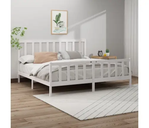 Gulta Bez Matrača, Balts, 200X200 Cm, Priedes Masīvkoks Vidaxl