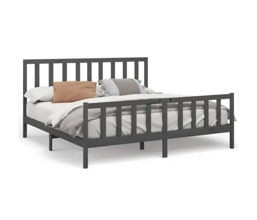 Lovos Rėmas, Pilkos Spalvos, 200X200cm Pušies Medienos Masyvas