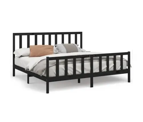 Lovos Rėmas, Juodos Spalvos, 200X200cm Pušies Medienos Masyvas