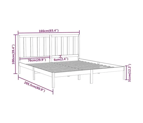 Gultas Rāmis, Masīvkoks, 160X200 Cm Vidaxl