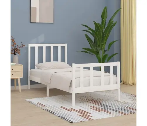 Gultas Rāmis, Balts, Masīvkoks, 100X200 Cm Vidaxl