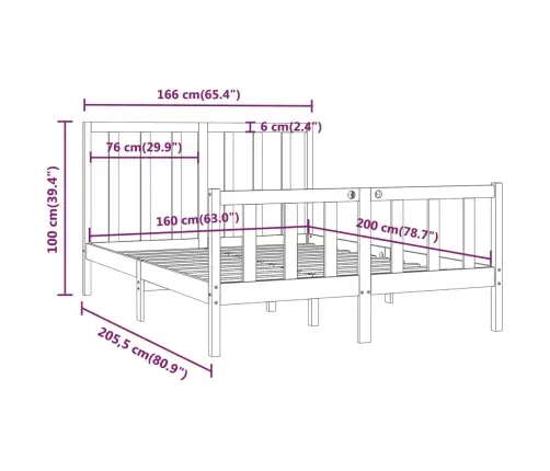 Voodiraam, Täispuit, 160 X 200 Cm