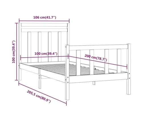 Gultas Rāmis, Priedes Masīvkoks, 100X200 Cm Vidaxl