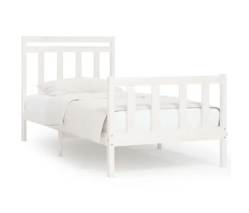 Voodiraam, Valge, Täismännipuit, 100 X 200 Cm