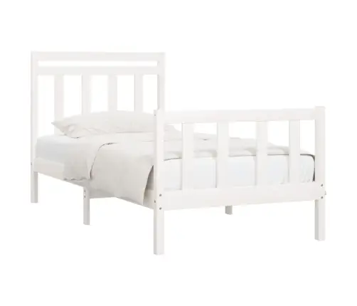 Voodiraam, Valge, Täismännipuit, 100 X 200 Cm