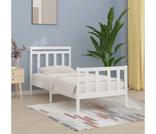 Voodiraam, Valge, Täismännipuit, 100 X 200 Cm