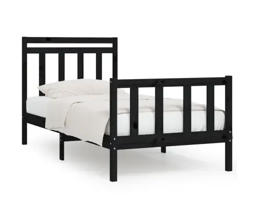 Voodiraam, Must, Täismännipuit, 100 X 200 Cm