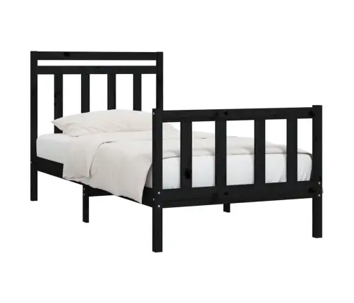 Voodiraam, Must, Täismännipuit, 100 X 200 Cm