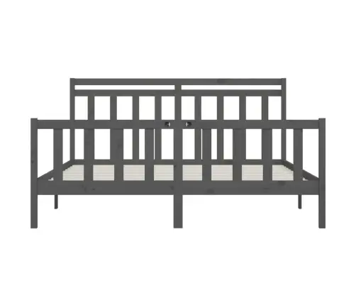 Gultas Rāmis, Pelēks, Priedes Masīvkoks, 200X200 Cm Vidaxl