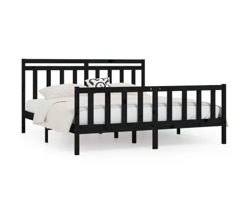 Gultas Rāmis, Melns, Priedes Masīvkoks, 200X200 Cm Vidaxl