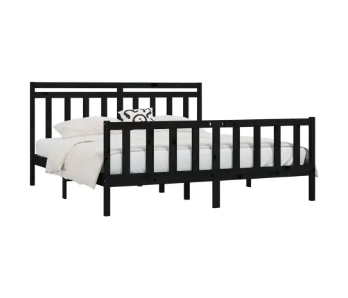 Gultas Rāmis, Melns, Priedes Masīvkoks, 200X200 Cm Vidaxl