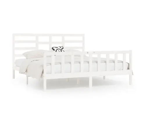 Gulta Bez Matrača, Balts, 200X200 Cm, Priedes Masīvkoks Vidaxl