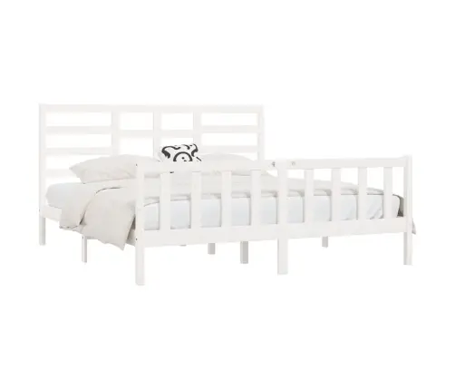 Gulta Bez Matrača, Balts, 200X200 Cm, Priedes Masīvkoks Vidaxl