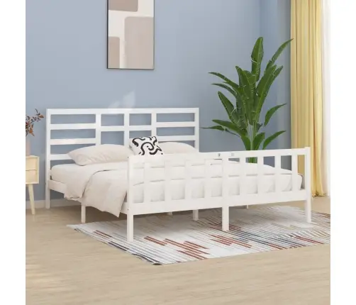 Gulta Bez Matrača, Balts, 200X200 Cm, Priedes Masīvkoks Vidaxl