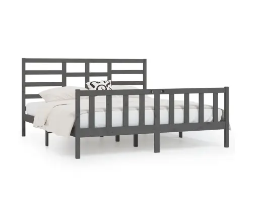 Gultas Rāmis, Pelēks, Priedes Masīvkoks, 200X200 Cm Vidaxl